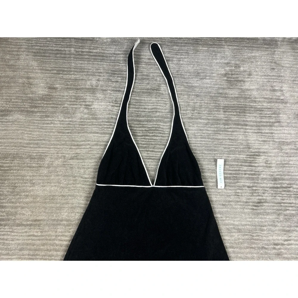 Kim Rogers Beach Swim Coverup Womens Medium‎ Black Halter Tied Neck NWT
